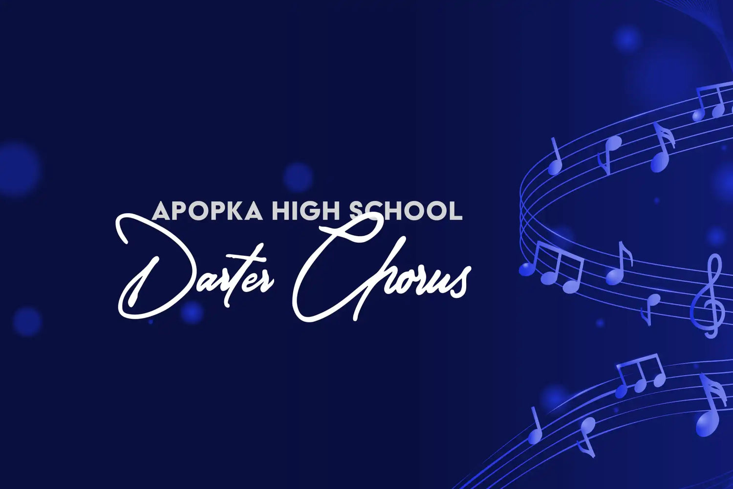 A dark blue graphic with musical notes and text.
