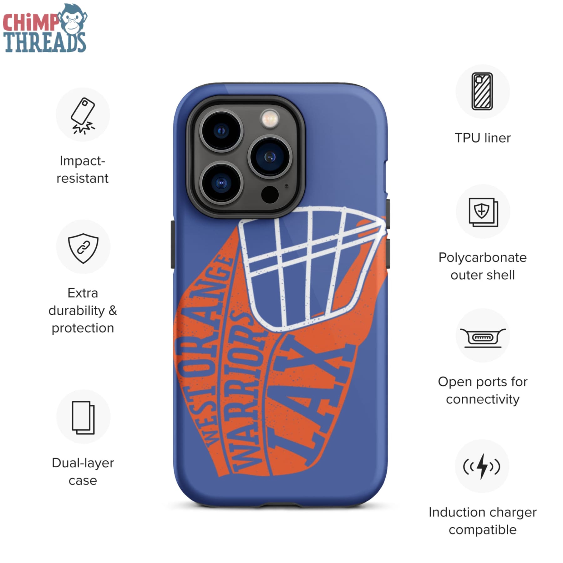 Lacrosse Helmet Tough iPhone case - lacrosse ✓ west orange