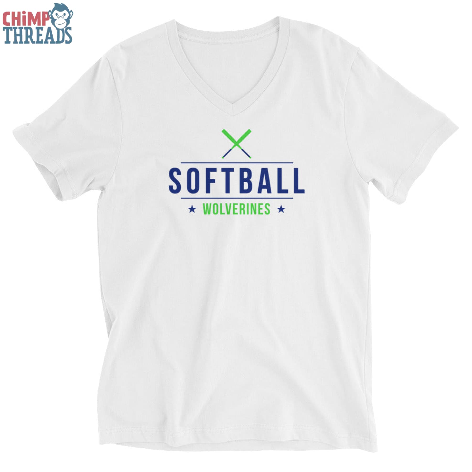 Wolverines Softball Short Sleeve V-Neck T-Shirt - softball ✓